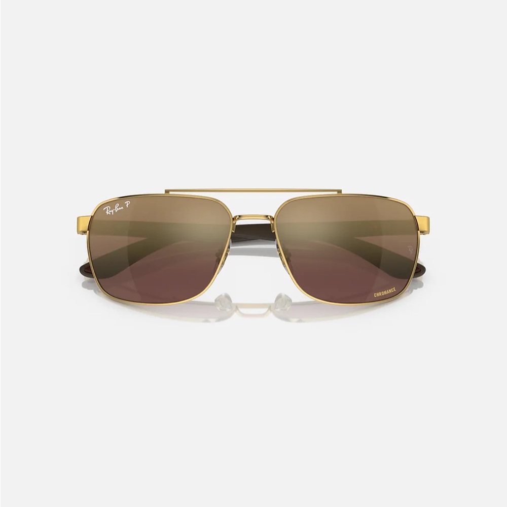 Ray-Ban polarized CHROMANCE – gold rectangle frame purple brown lens